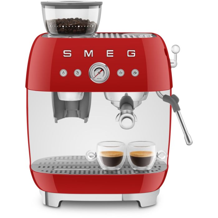 Style 50\'s Espressomaschine Mahlwerk Rot EGF03RDEU mit SMEG